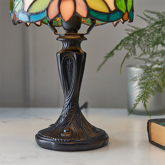 Sylvette Tiffany Glass Small Table Lamp In Dark Bronze