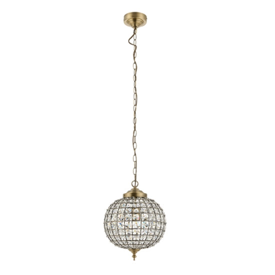 Tanaro Clear Glass Ceiling Pendant Light In Antique Brass