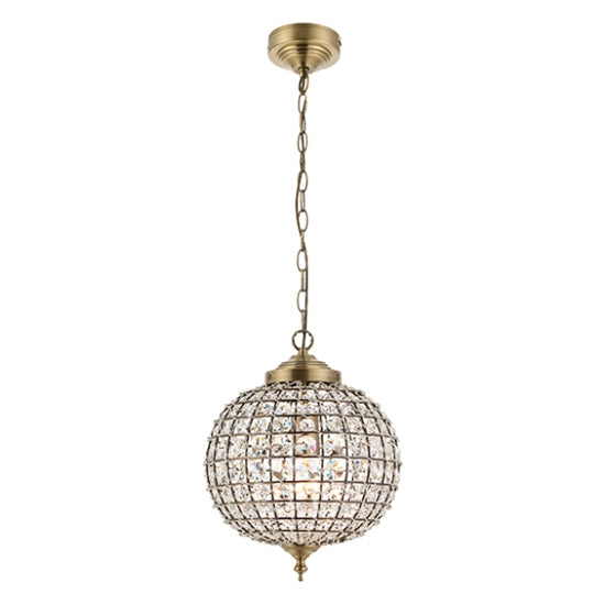 Tanaro Clear Glass Ceiling Pendant Light Antique Brass