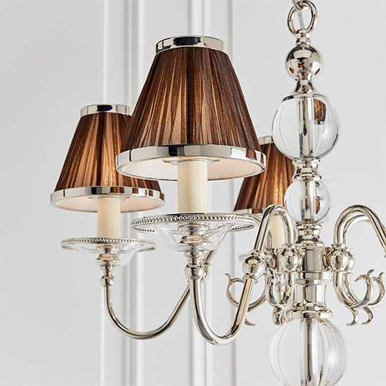 Tilburg 5 Lights Chocolate Shades Ceiling Pendant Light In Polished Nickel