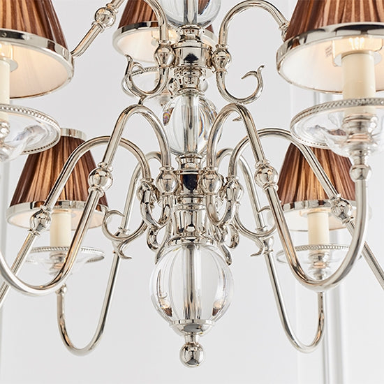 Tilburg 9 Lights Chocolate Shades Ceiling Pendant Light In Polished Nickel