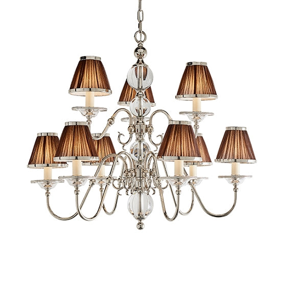 Tilburg 9 Lights Chocolate Shades Ceiling Pendant Light In Polished Nickel