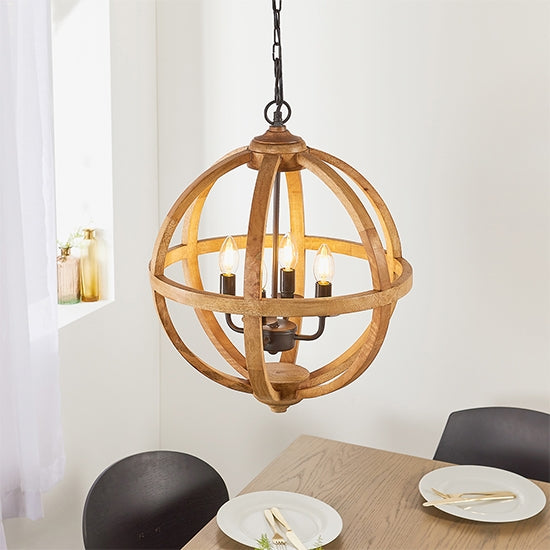 Toba 4 Lights Ceiling Pendant Light Mango Wood Dark