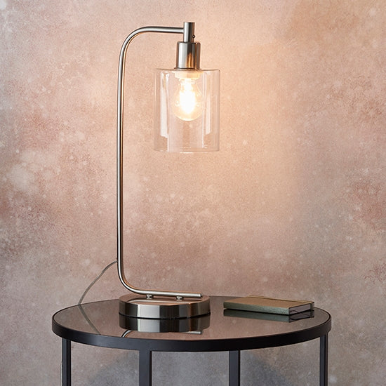 Toledo Clear Glass Table Lamp In Brushed Nickel
