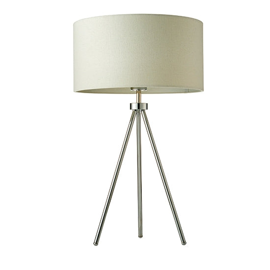 Tri Ivory Fabric Table Lamp In Chrome