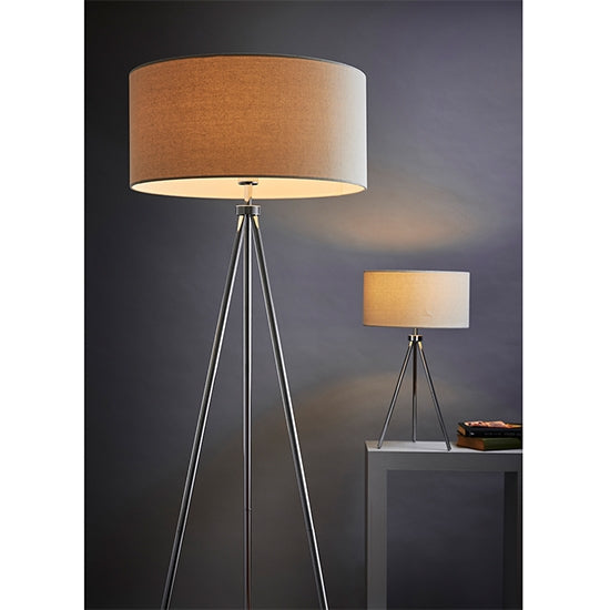 Tri Ivory Fabric Table Lamp In Chrome