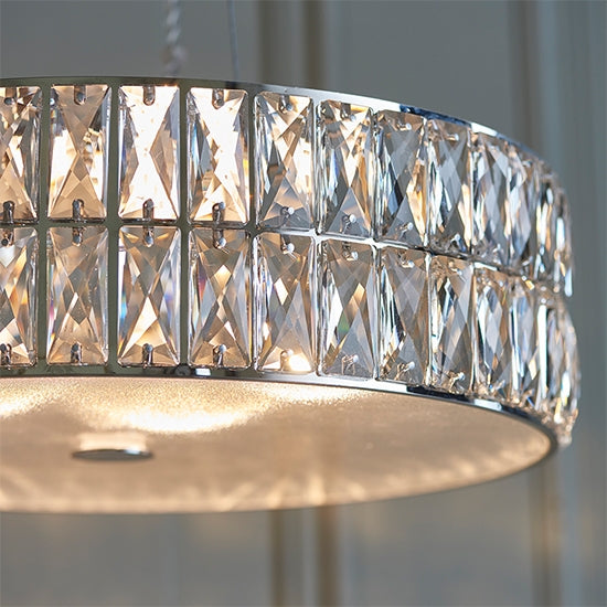 Verina Crystal Glass 5 Lights Ceiling Pendant Light In Chrome