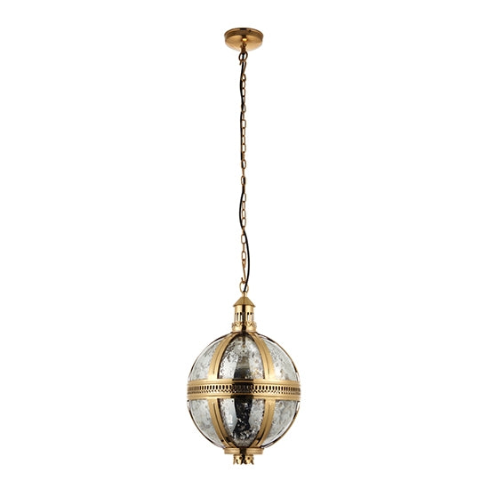 Vienna 305mm Mercury Glass Ceiling Pendant Light In Solid Brass