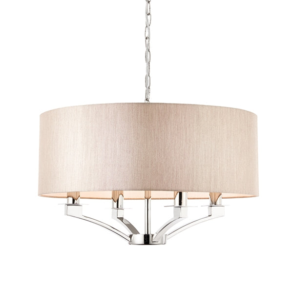 Vienna 4 Lights Fabric Shade Ceiling Pendant Light In Polished Nickel