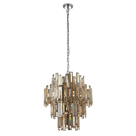 Viviana Tinted Crystal Details 12 Lights Ceiling Pendant Light In Chrome
