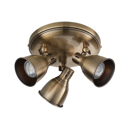 Westbury 3 Lights Round Ceiling Light In Antique Brass
