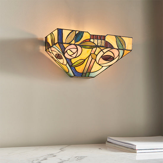 Willow Tiffany Glass Wall Light In Dark Bronze