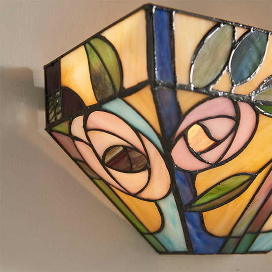 Willow Tiffany Glass Wall Light In Dark Bronze