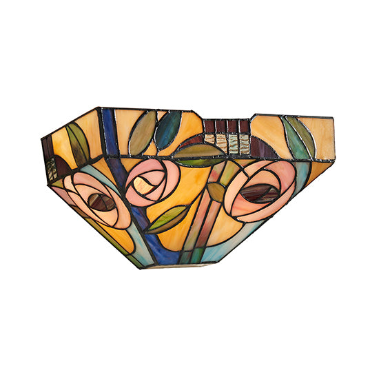 Willow Tiffany Glass Wall Light In Dark Bronze