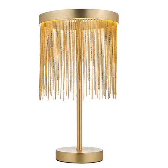 Zelma Table Lamp In Satin Brass With Gold Effect Chains